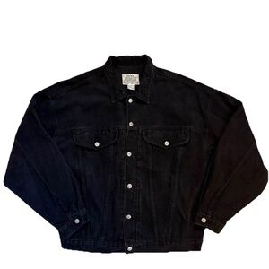 Jordache Vintage Denim Jean Jacket 80s Trucker Style Black Dark Wash Mens Sz XL